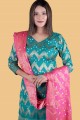 salwar kameez tissage turquoise en coton