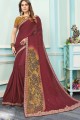 sari en soie de tussar à fil, brodé et à impression numérique en multi avec chemisier