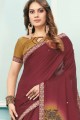 sari en soie de tussar à fil, brodé et à impression numérique en multi avec chemisier