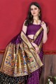 sari violet avec tissage de soie