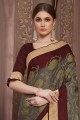 sari multicolore en mousseline avec impression numérique