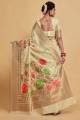 tissage de soie sari beige avec chemisier