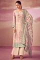 Costume pakistanais en coton imprimé numérique beige