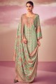 costume pakistanais vert en coton imprimé numérique avec dupatta