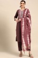 Salwar kameez en coton violet avec broderies