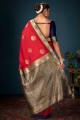 sari tissage rouge en soie d'art