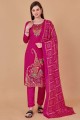 Salwar kameez jacquard rose avec imprimé