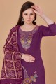 salwar kameez violet clair jacquard imprimé avec dupatta