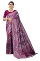 sari en soie violette avec tissage