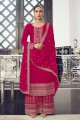 Costume rose Eid Palazzo avec soie brodée