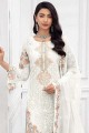 costume pakistanais brodé en georgette blanche