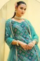 Imprimé Georgette Wedding Lehenga Choli en bleu turquoise avec dupatta