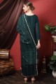 Costume pakistanais sarcelle en soie avec Resham