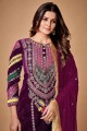 Velvet Thread Wine Costume pakistanais avec dupatta