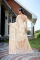 tissage de sari de soie brute en blanc cassé avec chemisier