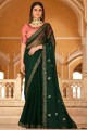 chinon fil mousseline sari vert avec chemisier