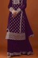 costume brodé en georgette sharara violet