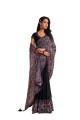 sari en soie à imprimé numérique brodé violet avec chemisier