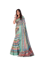 sari en soie chanderi à impression numérique multicolore