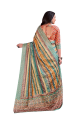 sari imprimé numérique multicolore en soie Chanderi