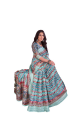 sari multicolore en soie chanderi à imprimé numérique avec chemisier