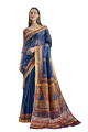 sari multicolore en soie à impression numérique avec chemisier