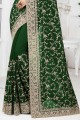 robe de soirée en georgette verte avec sari brodé