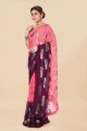 sequins georgette multicolore tenue de soirée sari avec chemisier