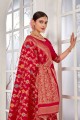 banarasi sari en soie banarasi rouge avec tissage