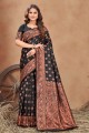 tissage banarasi soie banarasi sari en noir avec chemisier