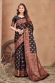 tissage banarasi soie banarasi sari en noir avec chemisier