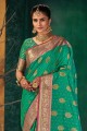 tissage de sari du sud de l'Inde en soie verte
