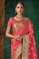 tissage soie sari indien du sud en pêche avec chemisier