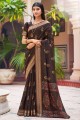 saris imprimé en chanderi brun