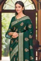 chanderi sari vert avec imprimé