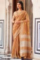 lin brodé orange sari avec chemisier