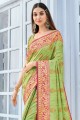 tissage de sari en coton vert