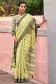 tissage sari en lin vert clair avec chemisier