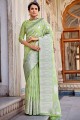 saris de lin en vert avec tissage