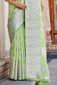 saris de lin en vert avec tissage