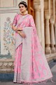 tissage lin rose sari avec chemisier