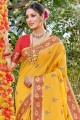 coton tissage moutarde sari avec chemisier