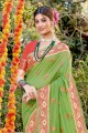 sari en coton vert clair avec tissage