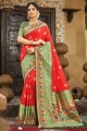 tissage sari rouge en soie avec chemisier
