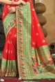 tissage sari rouge en soie avec chemisier