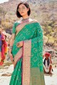 banarasi sari en soie banarasi verte avec tissage