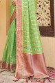 tissage de sari en organza vert citron