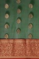 tissage de sari en soie verte