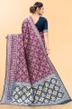sari en soie violette avec tissage