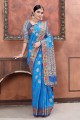 saris de soie à tisser bleu